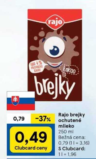 Rajo brejkyochutené mlieko 250 ml 