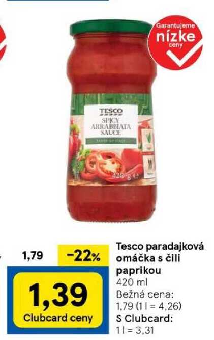 Tesco paradajková omáčka s čili paprikou 420 ml 