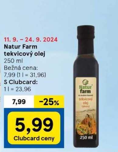 Natur Farm tekvicový olej 250 ml 