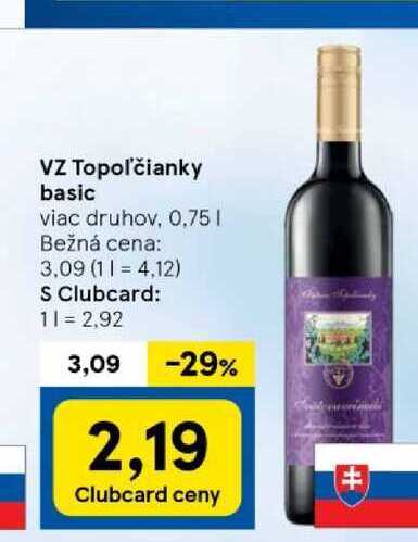 VZ Topoľčianky basic viac druhov, 0,75l