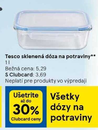 Tesco sklenená dóza na potraviny 1l