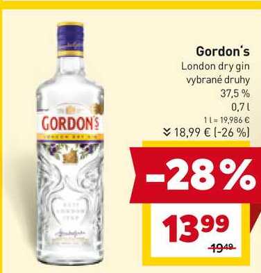 Gordon's London dry gin vybrané druhy 37,5% 0,7l