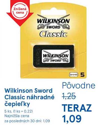 Wilkinson Sword Classic náhradné čepieľky, 5 ks