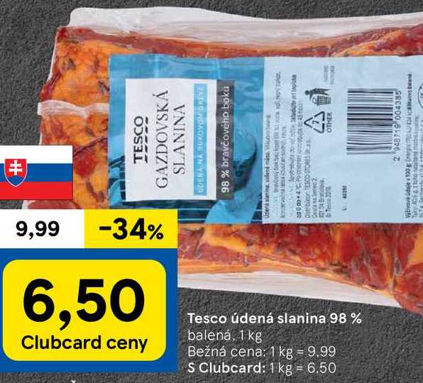 Tesco údená slanina 98 %, 1 kg