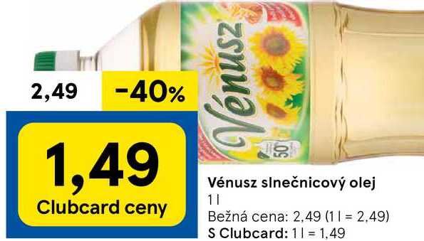 Vénusz slnečnicový olej, 1 l 