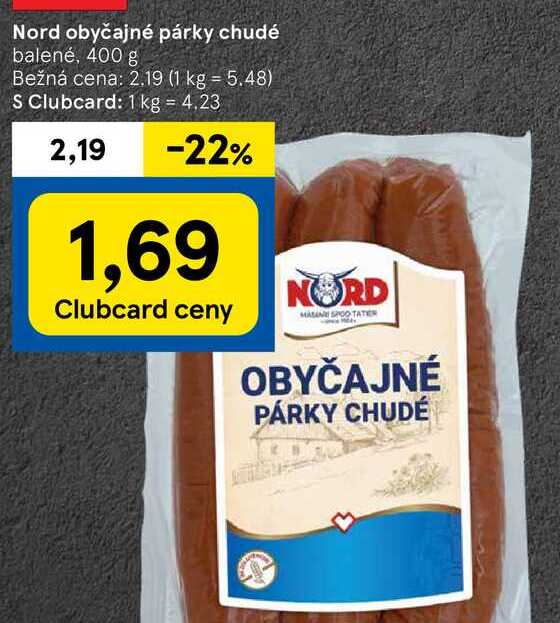 Nord obyčajné párky chudé, 140 g