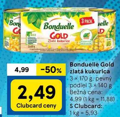 BoBonduelle Gold zlatá kukurica, 3x 170 g