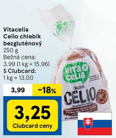 Vitacelia Celio chlebík bezgluténový, 250 g 