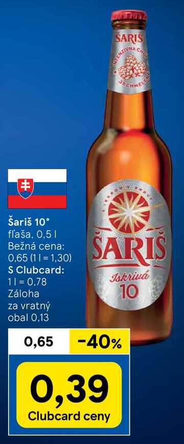 Šariš 10°, 0,5 l