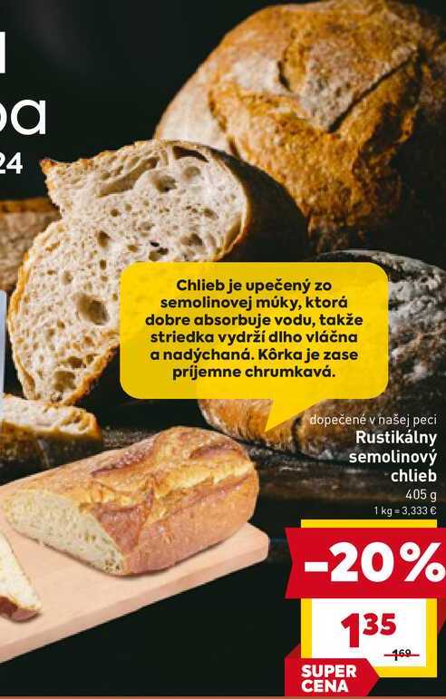 Rustikálny semolinový chlieb 405 g 