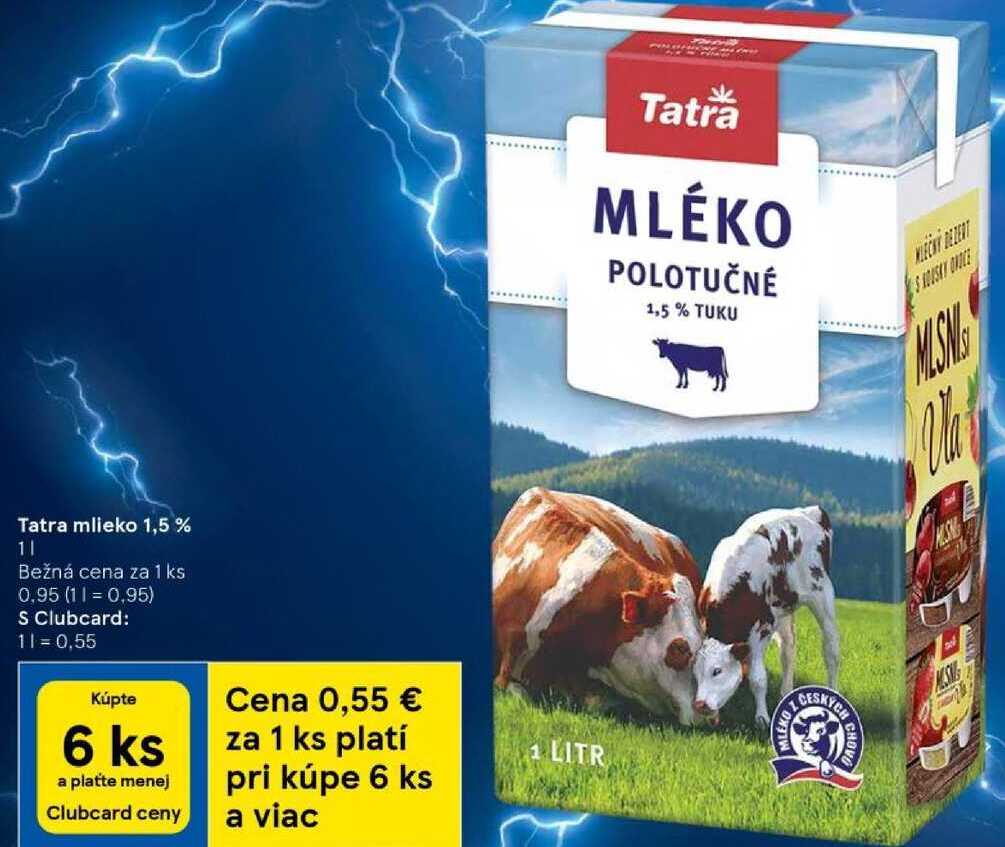 Tatra mlieko 1,5 %, 1 l v akcii