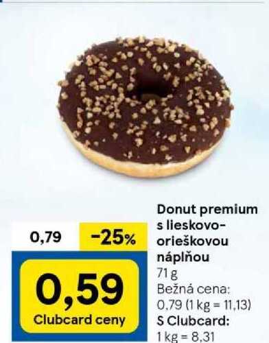 Donut premium s lieskovo-orieškovou náplňou, 71 g