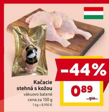 Kačacie stehná s kožou vákuovo balené cena za 100 g 