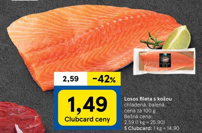 Losos fileta s kožou, cena za 100 g 