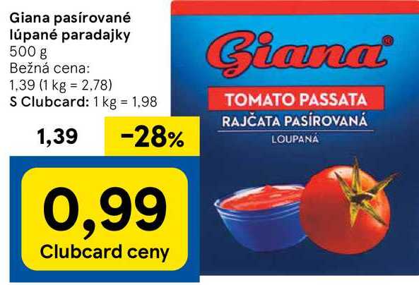 Giana pasírované lúpané paradajky, 500 g 