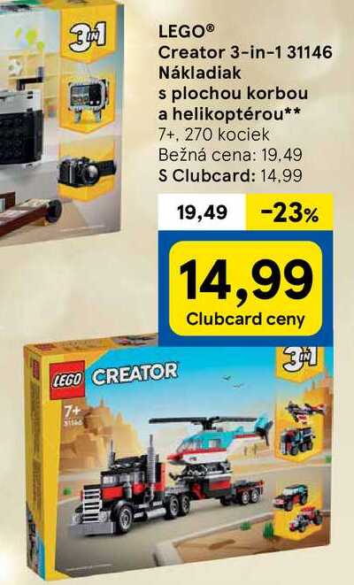 LEGO® Creator 3-in-1 31146 Nákladiak s plochou korbou a helikoptérou