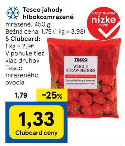 Tesco jahody hlbokozmrazené, 450 g 