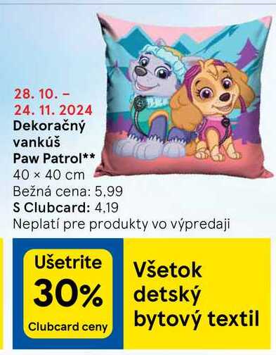 Dekoračný vankúš Paw Patrol