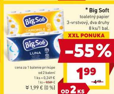 Big Soft toaletný papier 3-vrstvový, 8 ks