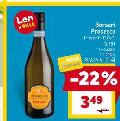 BILLA Borsari Prosecco frizzante D.O.C. 0,75l