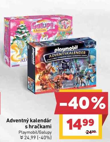 Adventný kalendár s hračkami Playmobil/Galupy 