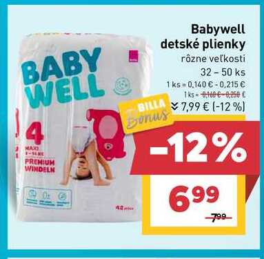 Babywell detské plienky rôzne veľkosti 32-50 ks