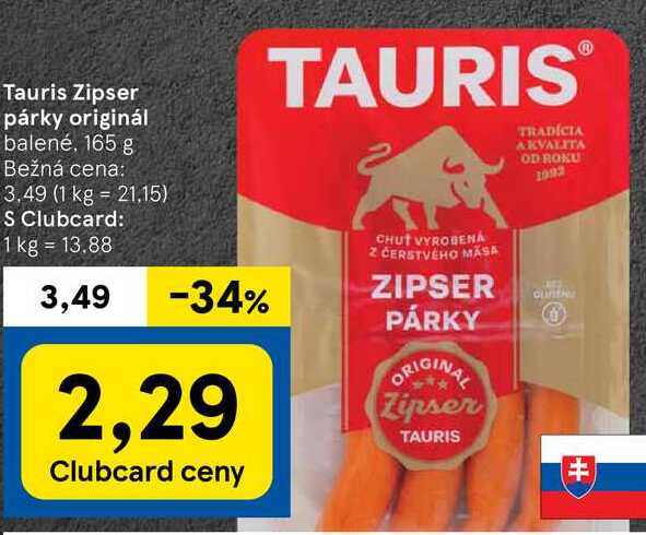 Tauris Zipser párky originál, 165 g