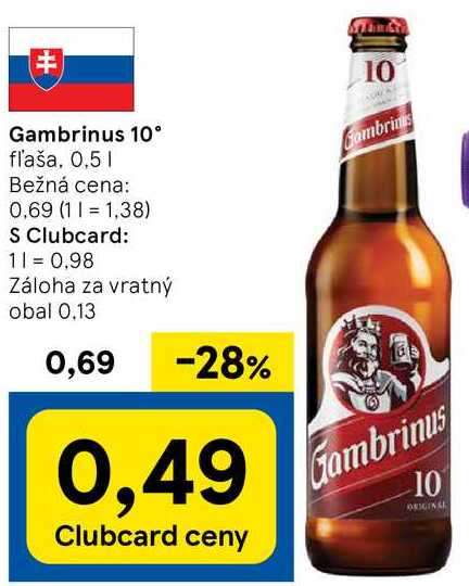 Gambrinus 10°, 0,5 l