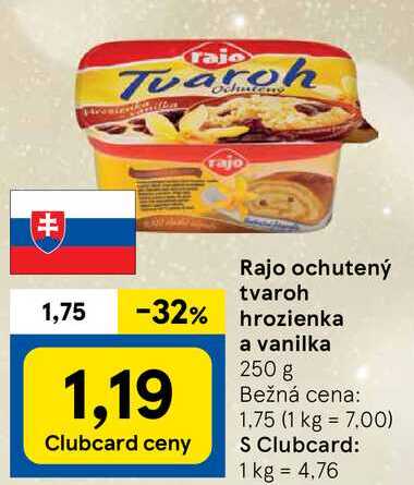 Rajo ochutený tvaroh hrozienka a vanilka, 250 g