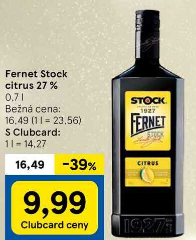 Fernet Stock citrus 27 %, 0,7 l