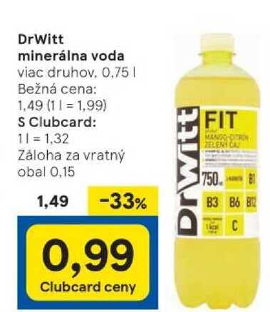 DrWitt minerálna voda, 0,75 l v akcii