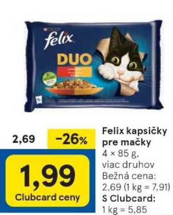 Felix kapsičky pre mačky, 4x 85 g