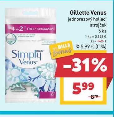 Gillette Venus jednorazový holiaci Venus strojček 6 ks  