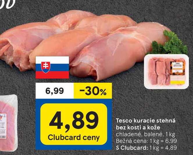 kuracie stehná bez kosti a kože chladené, balené 1 kg 