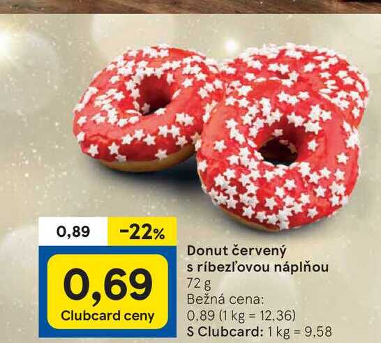 Donut červený s ríbezľ'ovou náplňou 72 g