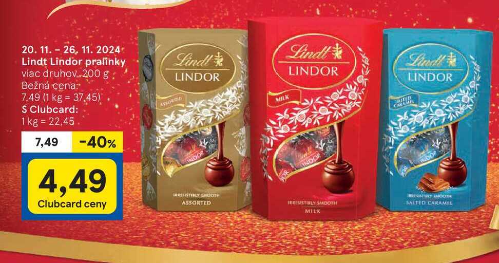 Lindt Lindor pralinky viac druhov 200 g