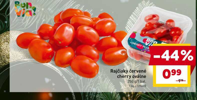 Rajčiaky červené cherry oválne 250 g/1 bal. 