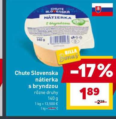 Chute Slovenska nátierka s bryndzou rôzne druhy 140 g 