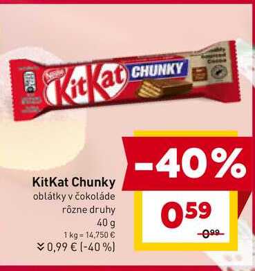 KitKat Chunky oblátky v čokoláde rôzne druhy 40 g 