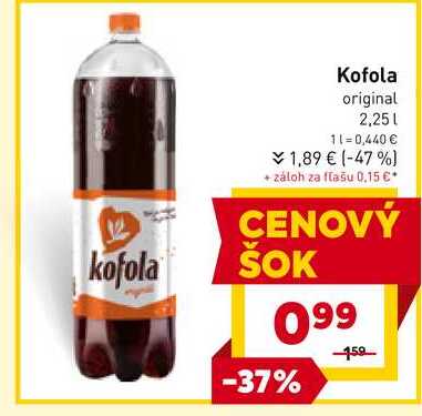 Kofola 2,25 l, vybrané druhy v akcii