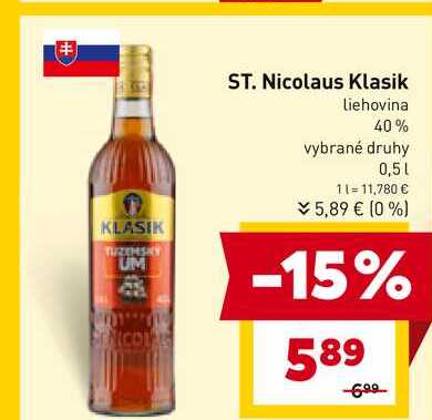 ST. Nicolaus Klasik Liehovina 40% vybrané druhy 0,5l