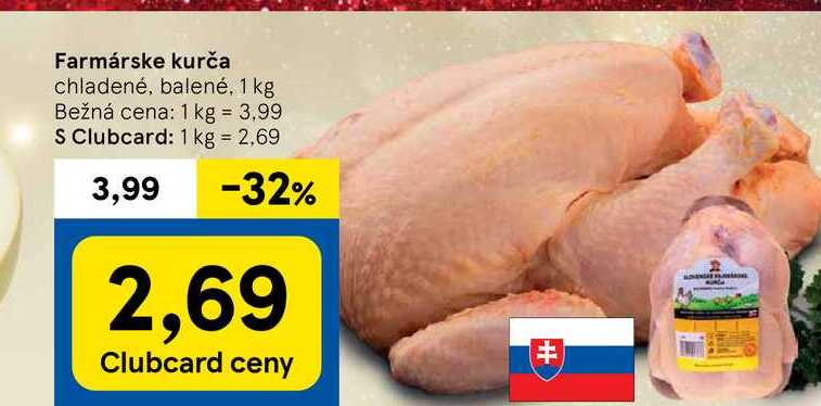 Farmárske kurča chladené, balené, 1 kg 