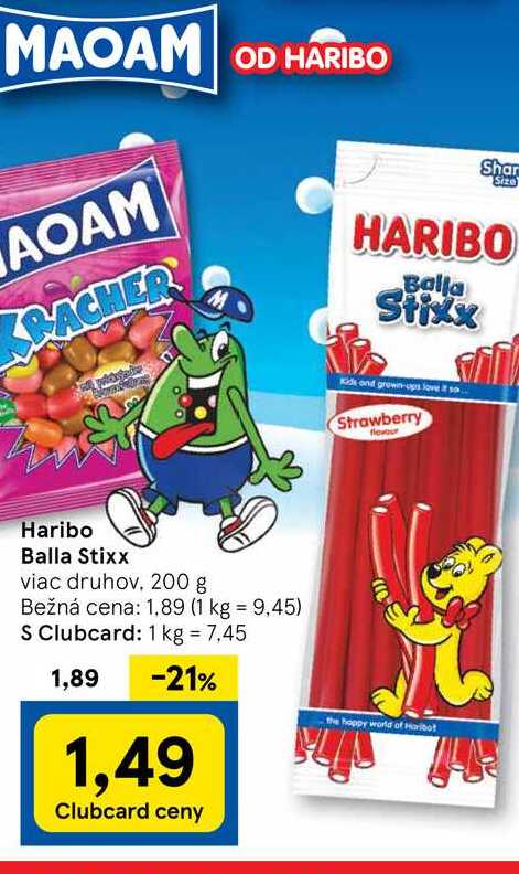 Haribo Balla Stixx viac druhov, 200 g 