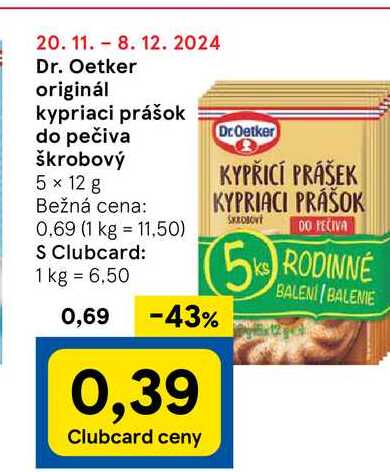 Dr. Oetker originál kypriaci prášok do pečiva škrobový 5 x 12 g 