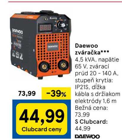 Daewoo zváračka 4,5 kVA, napätie 65 V