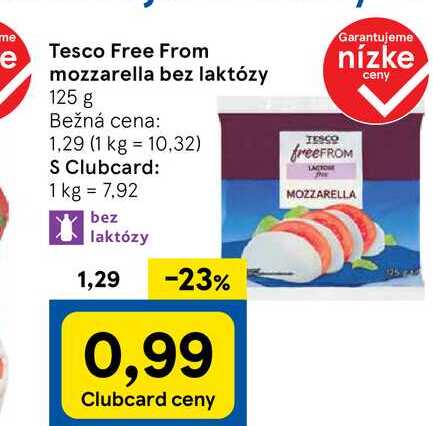 Tesco Free From mozzarella bez laktózy 125 g 