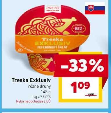 Treska Exklusiv rôzne druhy 145 g 