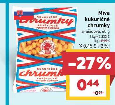 Miva kukuričné chrumky arašidové, 60 g 