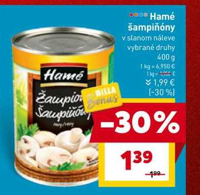 Hamé šampiňóny v slanom náleve vybrané druhy 400 g 