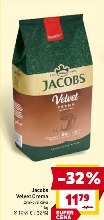 Jacobs Velvet Crema zrnková káva 1 kg 